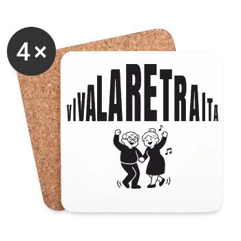 Viva la Retraita (texte noir) - Dessous de verre (lot de 4) - blanc - Devant