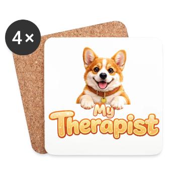 Corgi Mon thérapeute - Dessous de verre (lot de 4) - blanc - Devant
