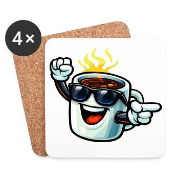 Coffee mug with sunglasses - Coasters (set of 4) - white - Front