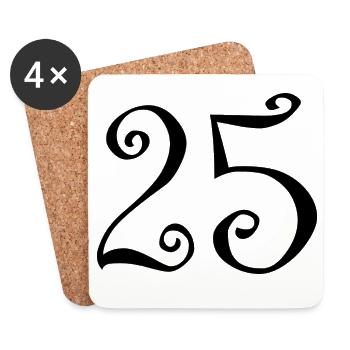 25. 25 YEARS. 25th ANNIVERSARY. 25 YEARS ANNIVERSARY. - Coasters (set of 4) - white - Front