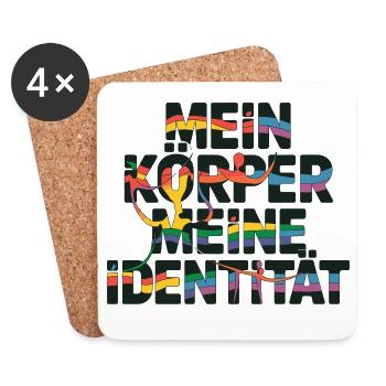  Mein Körper Meine Identität Pride LGBT Queer - Untersetzer (4er-Set) - Weiß - Vorne