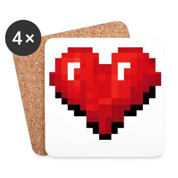 Retro Pixel Heart Video Game - Coasters (set of 4) - white - Front