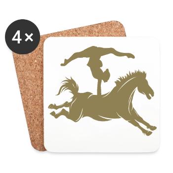 Saut en silhouette minimaliste à cheval - Dessous de verre (lot de 4) - blanc - Devant