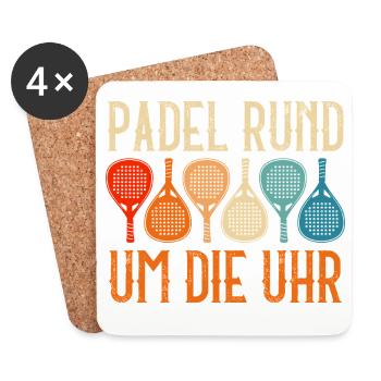 Padel Sport PADEL RUND UM DIE UHR Lustig - Untersetzer (4er-Set) - Weiß - Vorne