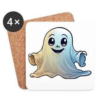 Friendly Ghost Cartoon - Coasters (set of 4) - white - Front
