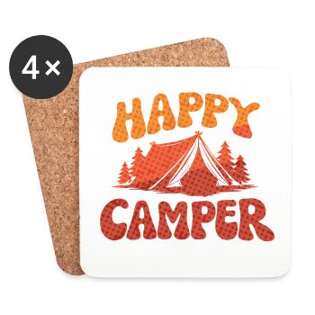 Fröhlicher Camper Lager-Print - Untersetzer (4er-Set) - Weiß - Vorne