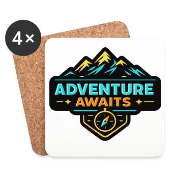 L’aventure attend la boussole du paysage montagneux - Dessous de verre (lot de 4) - blanc - Devant