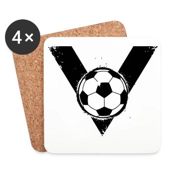Football V Victory Crest Grunge - Dessous de verre (lot de 4) - blanc - Devant