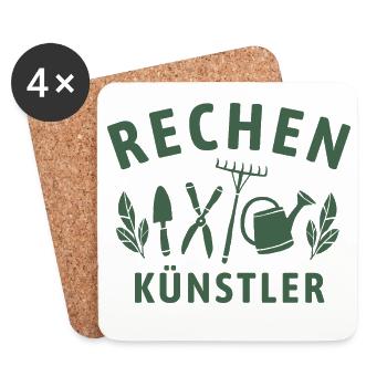Rechen Künstler - Retro Gärtner Natur - Untersetzer (4er-Set) - Weiß - Vorne