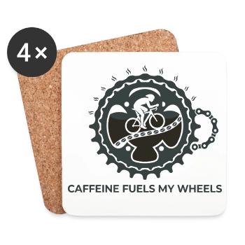 Caffeine Fuels My Wheels Cycling Tee - Coasters (set of 4) - white - Front