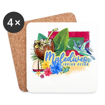 Malediven Schildkröte Retro Indischer Ozean Design - Untersetzer (4er-Set) - Weiß - Vorne