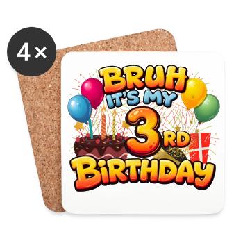 3rd birthday shirt 3rd birthday gift boy girl 3rd - Coasters (set of 4) - white - Front