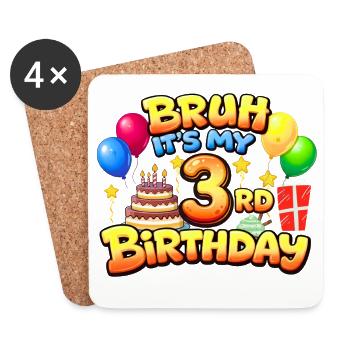 3rd birthday shirt 3rd birthday gift boy girl 3rd - Coasters (set of 4) - white - Front