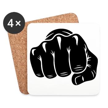 Karate Fist – Punch Attack - Coasters (set of 4) - white - Front