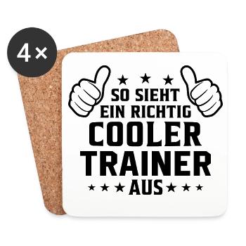 So sieht ein cooler Trainer aus - Untersetzer (4er-Set) - Weiß - Vorne