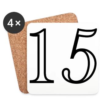 15. 15 ANS. 15e ANNIVERSAIRE. ANNIVERSAIRE 15 ANS. - Dessous de verre (lot de 4) - blanc - Devant