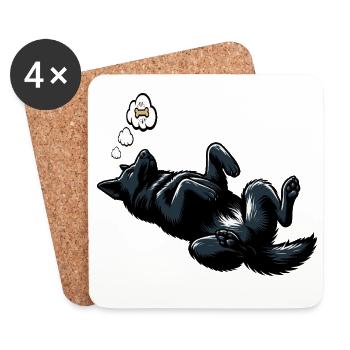 Schwarzer Schäferhund Schäferhundbesitzer  - Untersetzer (4er-Set) - Weiß - Vorne