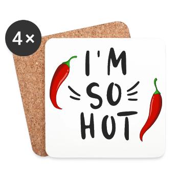 Ich bin so heiß, lustiger Chili, Chili, Spicy Humor Tee - Untersetzer (4er-Set) - Weiß - Vorne