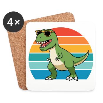 Trex Tyrannosaurus Rex T-Rex Dino Dinosaurier - Untersetzer (4er-Set) - Weiß - Vorne