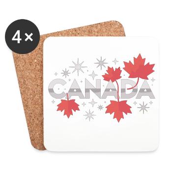 Canada Maple Leaf Gift Idea - Coasters (set of 4) - white - Front