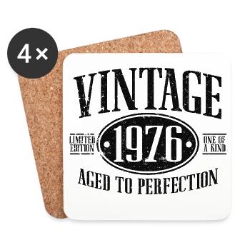Vintage 1976 Jahrgang Geburtstag Retro Geschenk - Untersetzer (4er-Set) - Weiß - Vorne