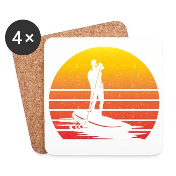 SUP Retro Stand Up Paddling Vintage Sunset - Untersetzer (4er-Set) - Weiß - Vorne