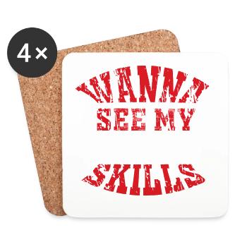 Wanna See My Air Guitar Skills Funny Rocker Design - Untersetzer (4er-Set) - Weiß - Vorne
