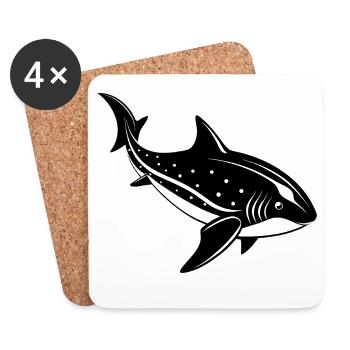Requin-baleine - Dessous de verre (lot de 4) - blanc - Devant