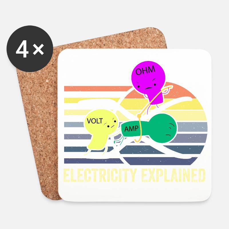Elektrizitätstrio: Ohm Amp Volt - Untersetzer (4er-Set) - Weiß
