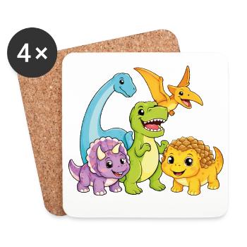 Cute Dino Team - Coasters (set of 4) - white - Front