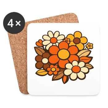 Retro Bouquet of Flowers - Coasters (set of 4) - white - Front