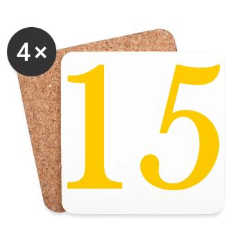 15. 15 ANS. 15e ANNIVERSAIRE. ANNIVERSAIRE 15 ANS. - Dessous de verre (lot de 4) - blanc - Devant