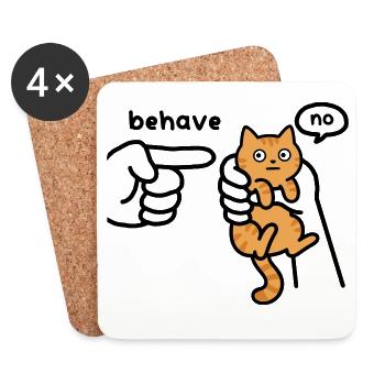 Petit chat entre de grandes mains – un peu trop mignon - Dessous de verre (lot de 4) - blanc - Devant