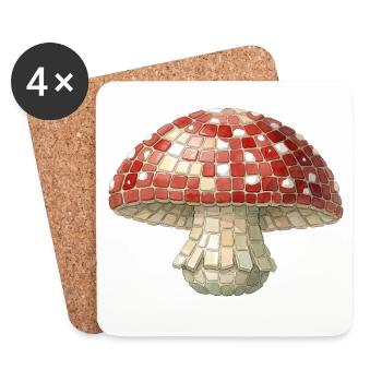 Toadstool Mosaic - Retro Forest for Mushroom Pickers - Coasters (set of 4) - white - Front