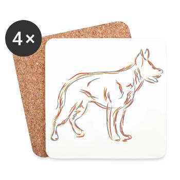 Schäferhund Zeichnung - Untersetzer (4er-Set) - Weiß - Vorne