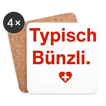 Typisch Bünzli. – Schweizer Minimal-Design - Untersetzer (4er-Set) - Weiß - Vorne