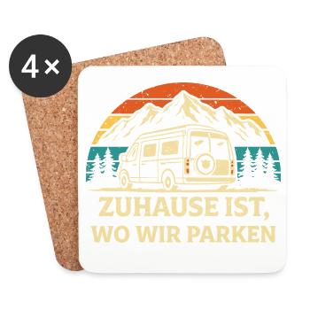 Zuhause ist wo wir parken Camping Shirt - Untersetzer (4er-Set) - Weiß - Vorne