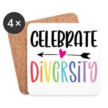 LGBT Pride Month - Celebrate Diversity - Coasters (set of 4) - white - Front