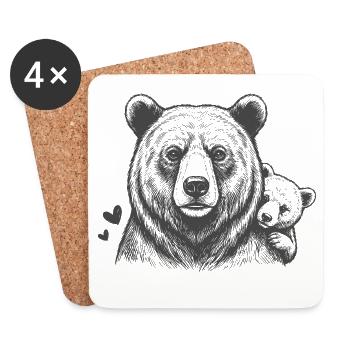 Father bear and baby - Coasters (set of 4) - white - Front
