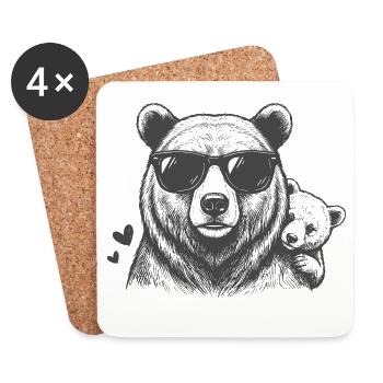 Father, bear and child - Coasters (set of 4) - white - Front