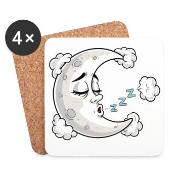 Moon Kiss Sleep Dream Cartoon - Coasters (set of 4) - white - Front