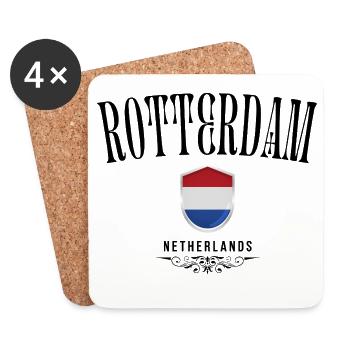 Souvenir Rotterdam, design élégant Rotterdam - Dessous de verre (lot de 4) - blanc - Devant