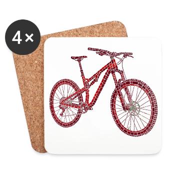 MTB Mosaic – Mountain Bike as an Art Object - Coasters (set of 4) - white - Front