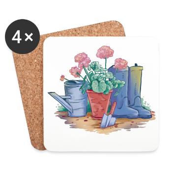 Art décoratif de jardin - Dessous de verre (lot de 4) - blanc - Devant