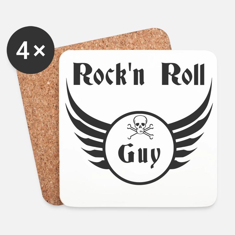 Guy Rock and Roll Skull Wings - Untersetzer (4er-Set) - Weiß