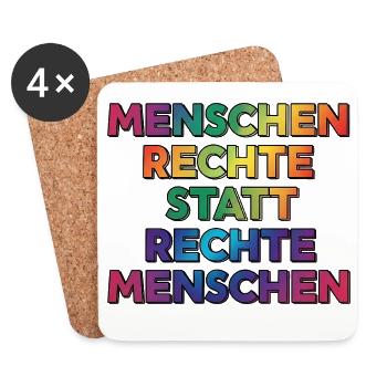 Cooles Regenbogen Motiv gegen Rechts & Fans - Untersetzer (4er-Set) - Weiß - Vorne