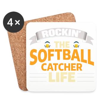 Rockin The Softball Catcher Life Player - Coasters (set of 4) - white - Front