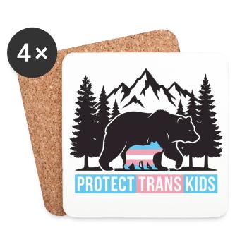 Pride Month LGBT -  Protect Trans Kids - Coasters (set of 4) - white - Front