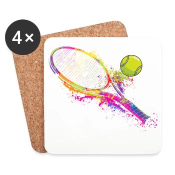 Joueur de raquette de tennis, entraîneur de court, amant de la cour - Dessous de verre (lot de 4) - blanc - Devant