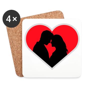 Couple Silhouette Amour Romance Petit ami de la Saint-Valentin - Dessous de verre (lot de 4) - blanc - Devant
